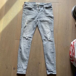 Current Elliot Skinny Distressed Grey Jeans
